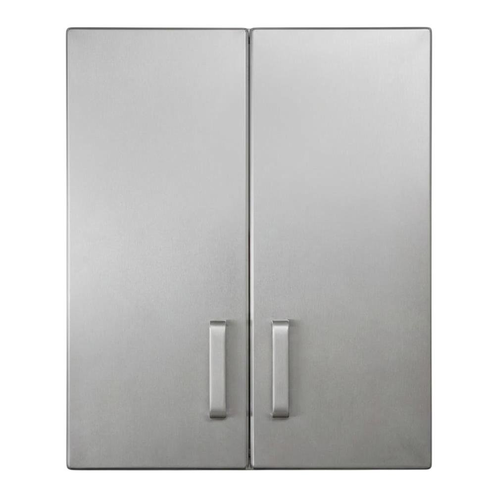 Heavy Duty Black Metal Overhead Cabinet With Silver Front For Storage. Picture 4