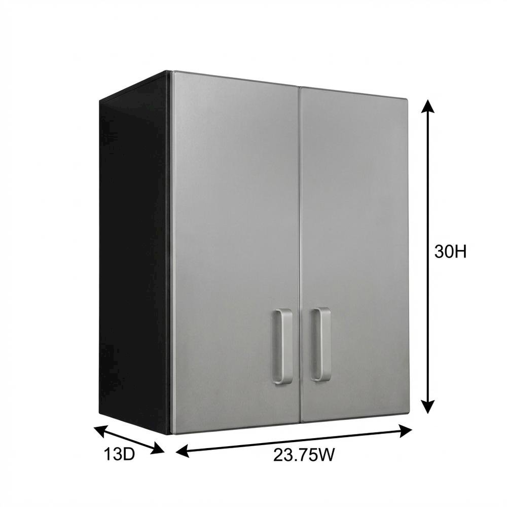 Heavy Duty Black Metal Overhead Cabinet With Silver Front For Storage. Picture 7