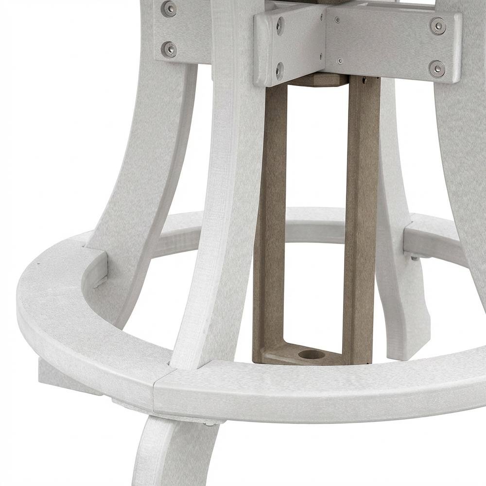 White Finish Counter Height Round Table With White Base For Outdoor Dining. Picture 6