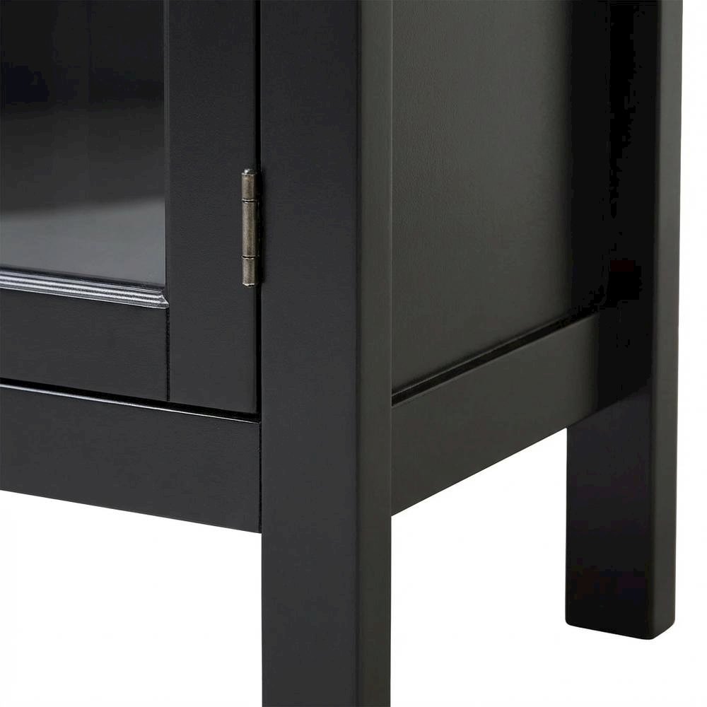 Black Glass Door Accent Cabinet with Display Storage and Fiberboard Construction. Picture 7