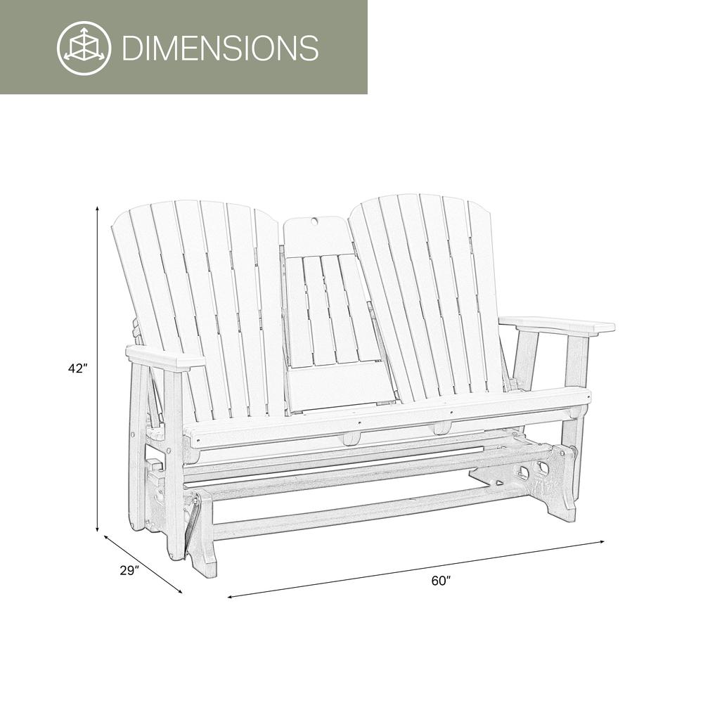Two Seat Fan Back Glider with Drop Down Table/Cup Holder in Weatherwood. Picture 3