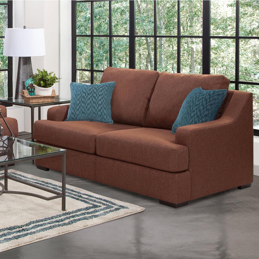 American Furniture Classics Model 8-020-A65V2 Earthtone Cinnamon Sloped Track Arm Loveseat. Picture 6