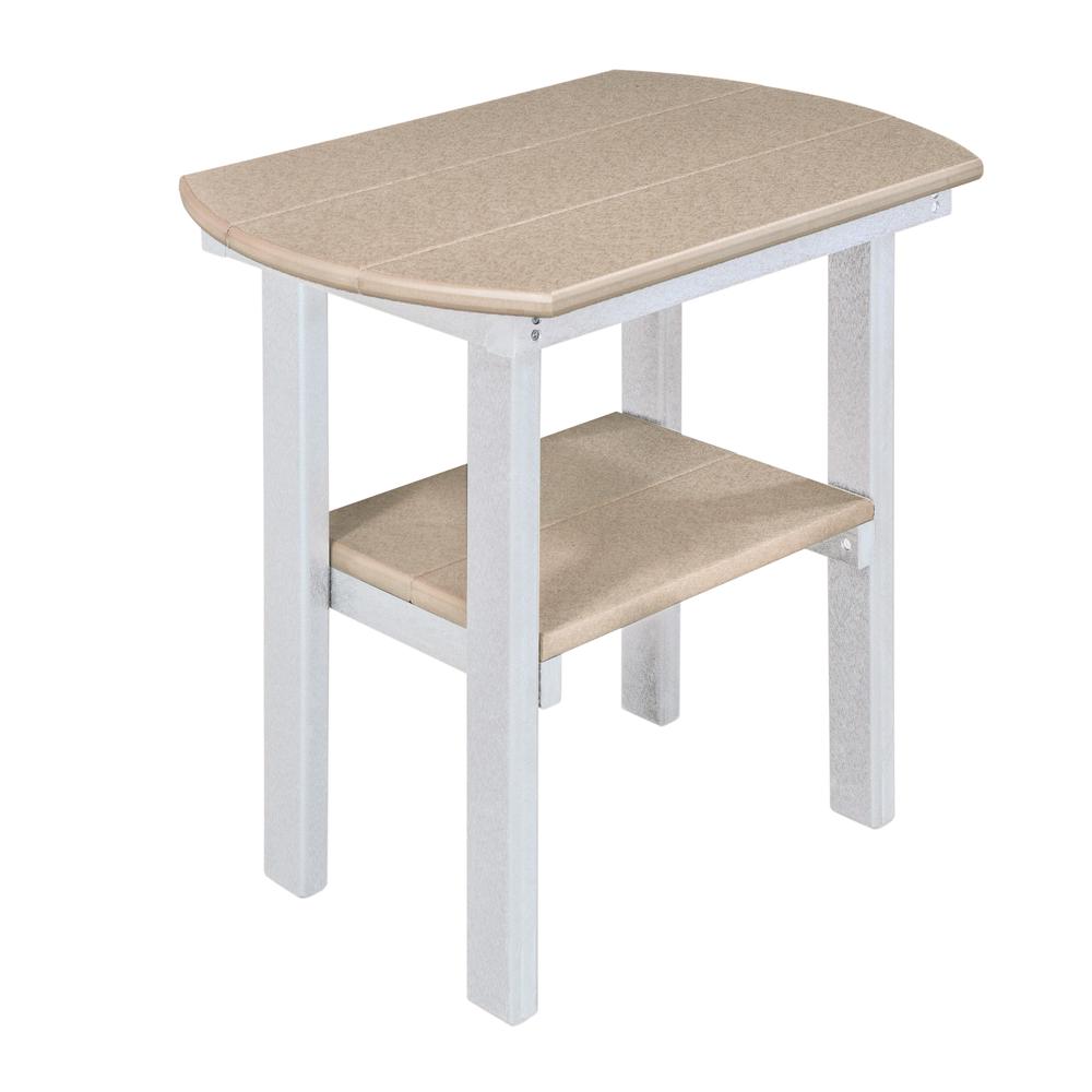 OS Home and Office Model 525WWWT Oval End Table in Weatherwood with a White Base, Made in the USA. Picture 2