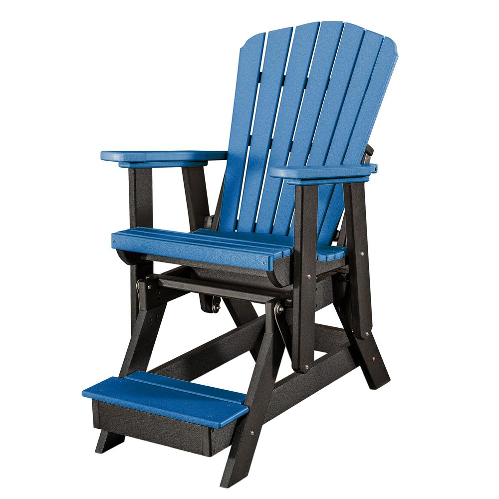 OS Home and Office Model 516BBK Fan Back Balcony Glider  in Blue with a Black Base, Made in the USA. Picture 2