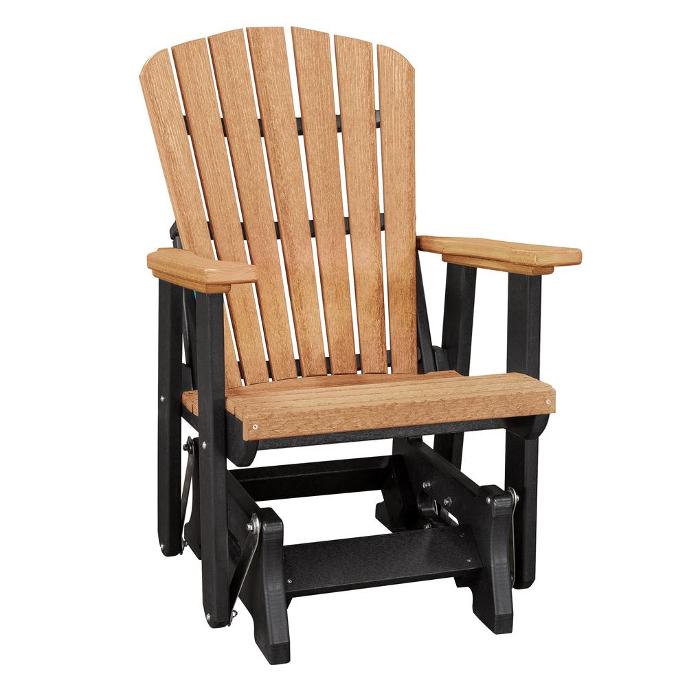 OS Home and Office Model 515CBK Fan Back Glider in Cedar with a Black Base, Made in the USA. Picture 2
