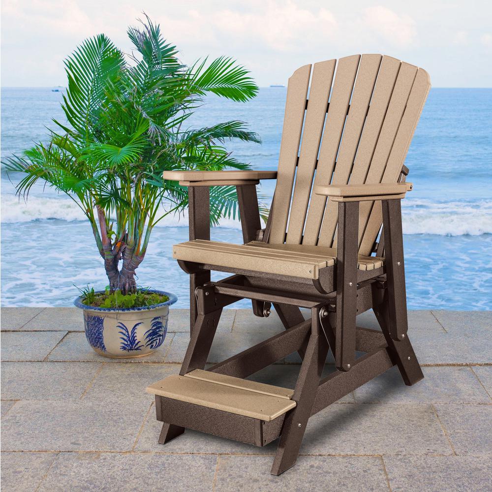 Fan Back Balcony Glider Made in the USA- Cedar, Tudor Brown. Picture 2