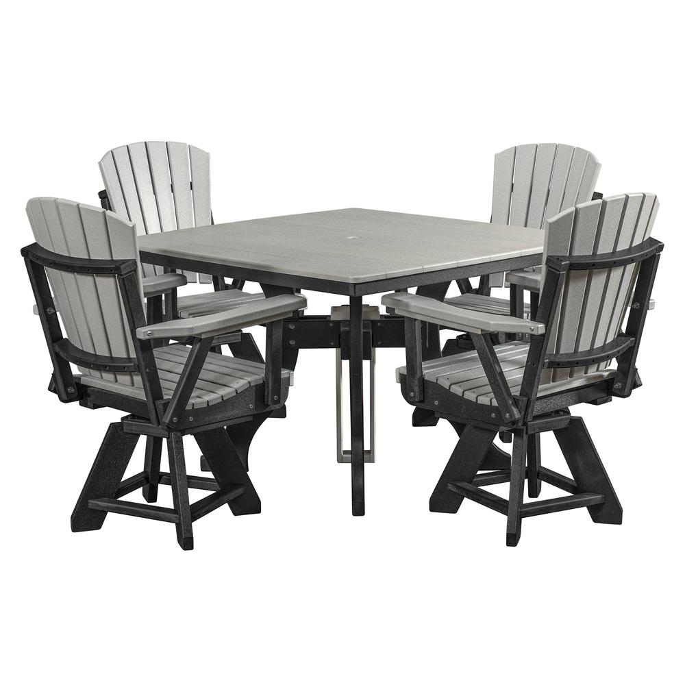 Five Piece Square Dining Height Dining Set in Light Grey with a Black Base. Picture 1