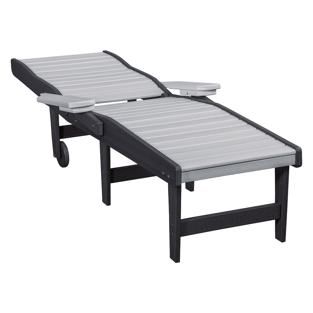HDPE Outdoor Chaise Lounge Chair in Light Gray and Black. Picture 9