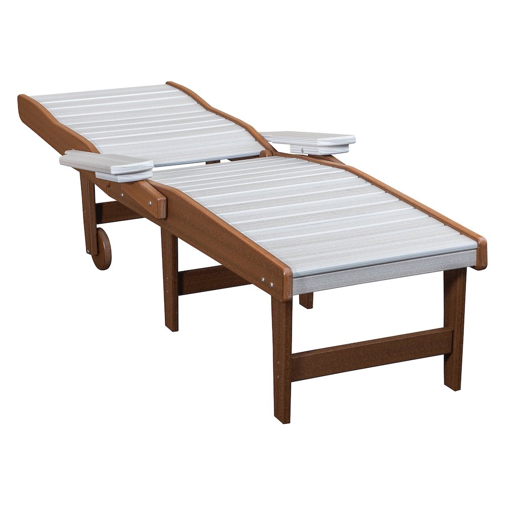 HDPE Outdoor Chaise Lounge Chair in Seashell and Antique Mahogany. Picture 8