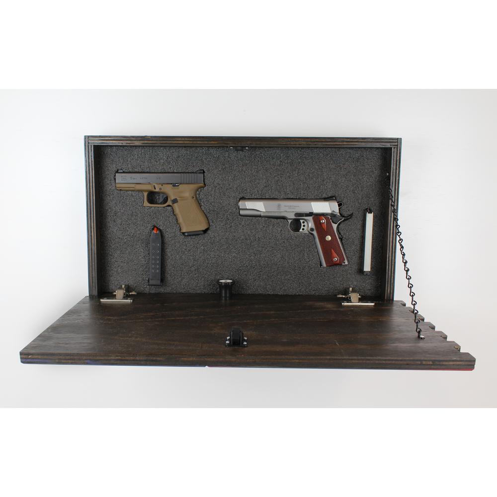 American Furniture Classics Model MINIRWB Mini American Flag Wall Display with Hidden, Locking Gun Concealment. Picture 3