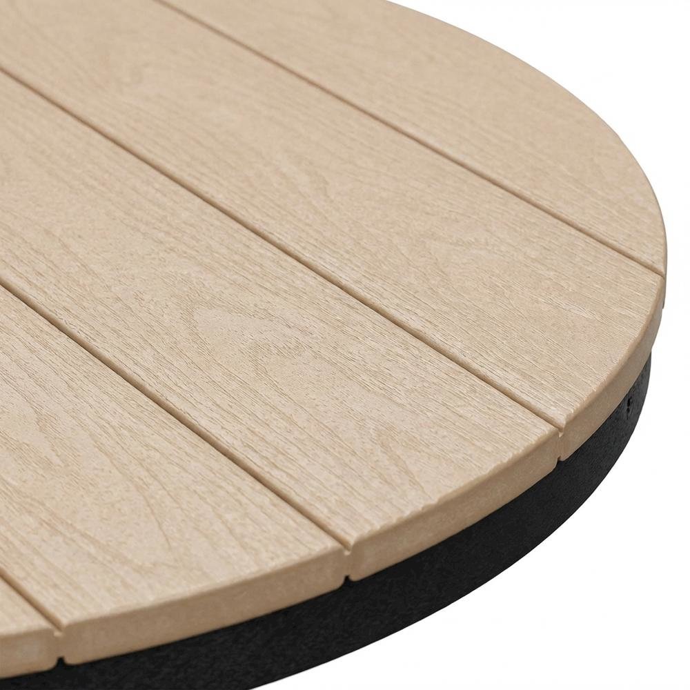 Round Cedar Outdoor Dining Table With Black Base, 44 Inches Wide. Picture 5