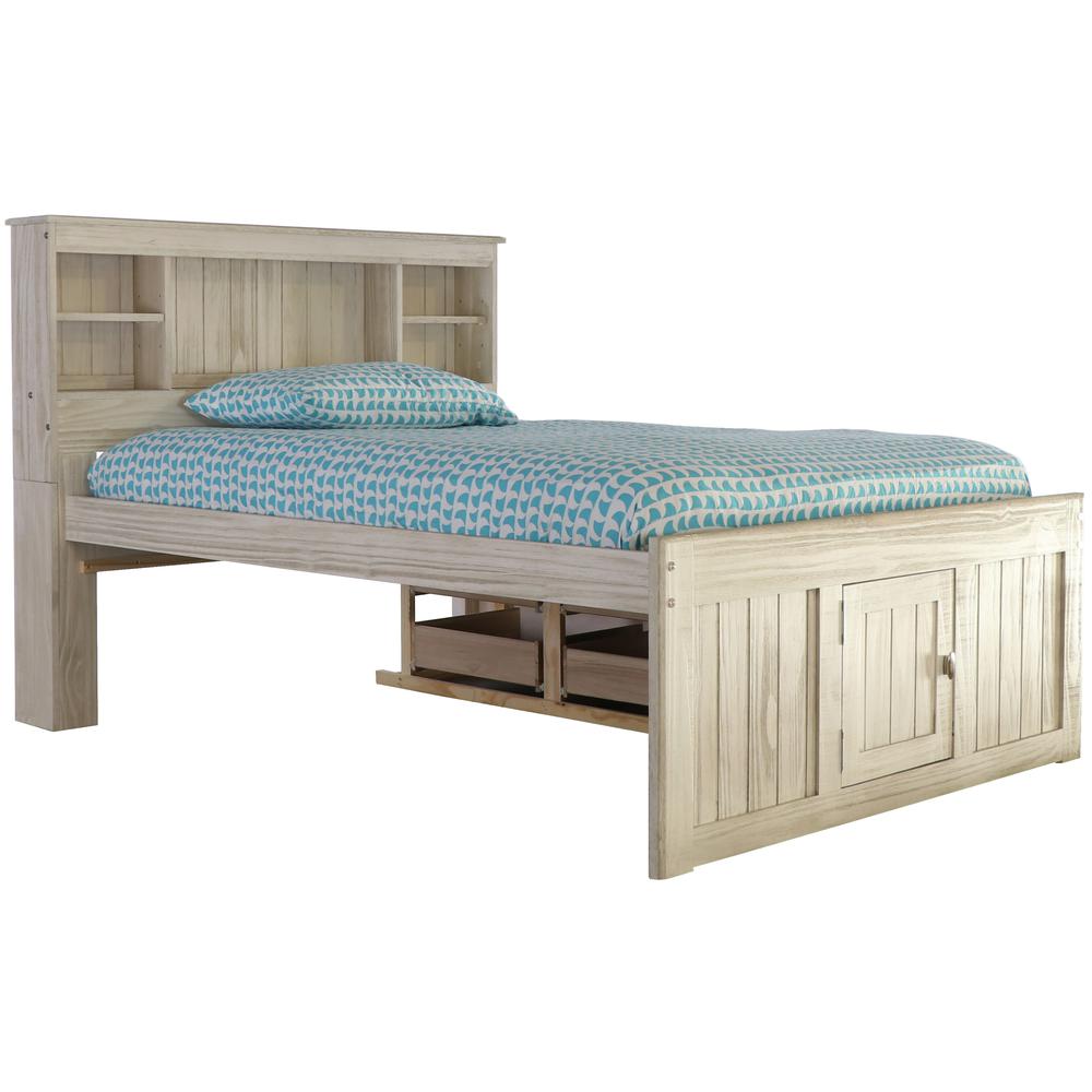 OS Home and Office Furniture Model 85221K6-22 Solid Pine Full Captains Bookcase Bed with 6 drawers in Light Ash. Picture 5