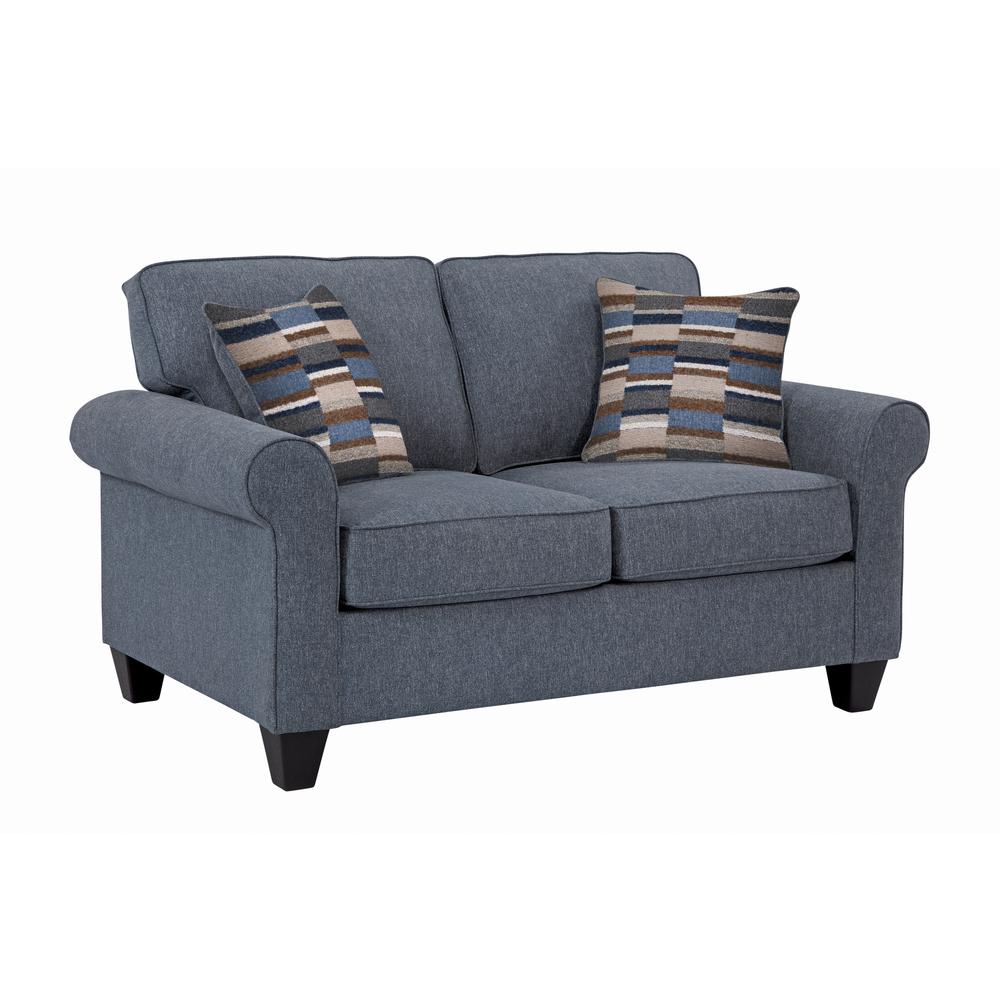 Eureka Rolled Arm Loveseat with Two Pillows. Picture 1