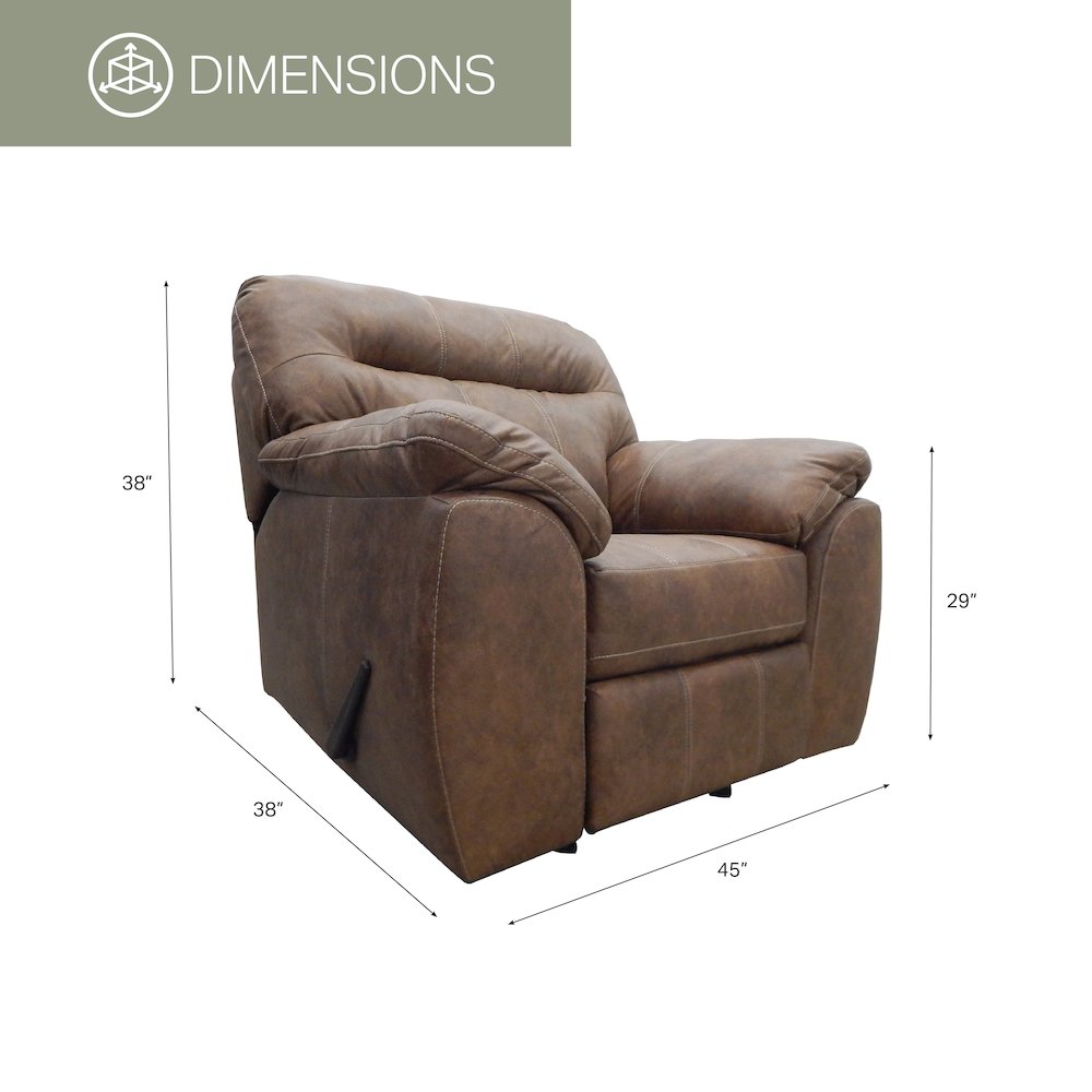 Rocker Recliner Chair in Brown Faux Leather. Picture 5