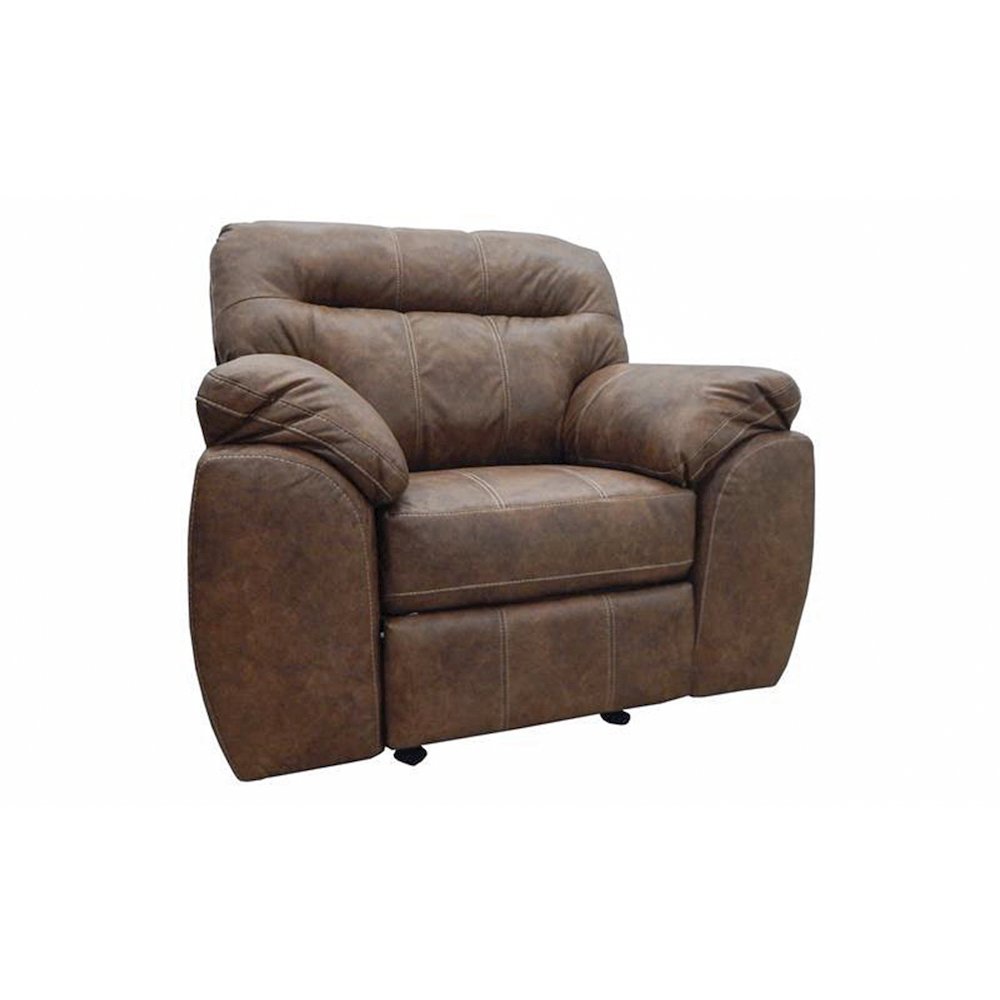 Rocker Recliner Chair in Brown Faux Leather. Picture 1