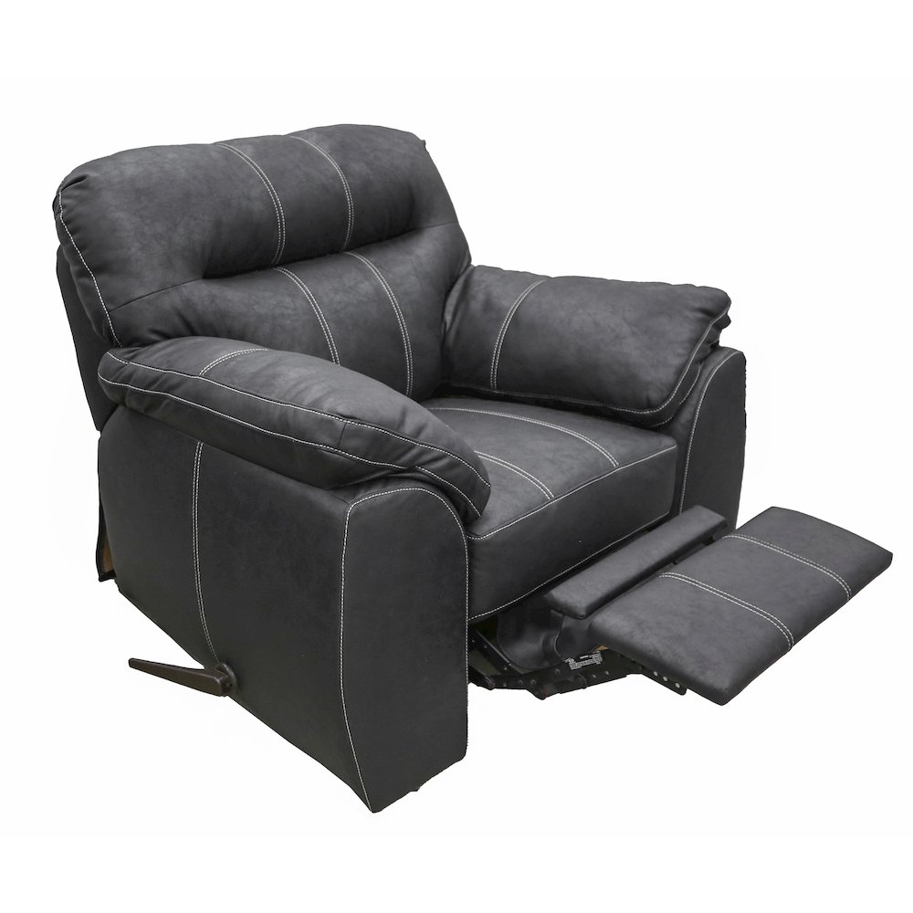 Rocker Recliner Chair in Black Faux Leather. Picture 3