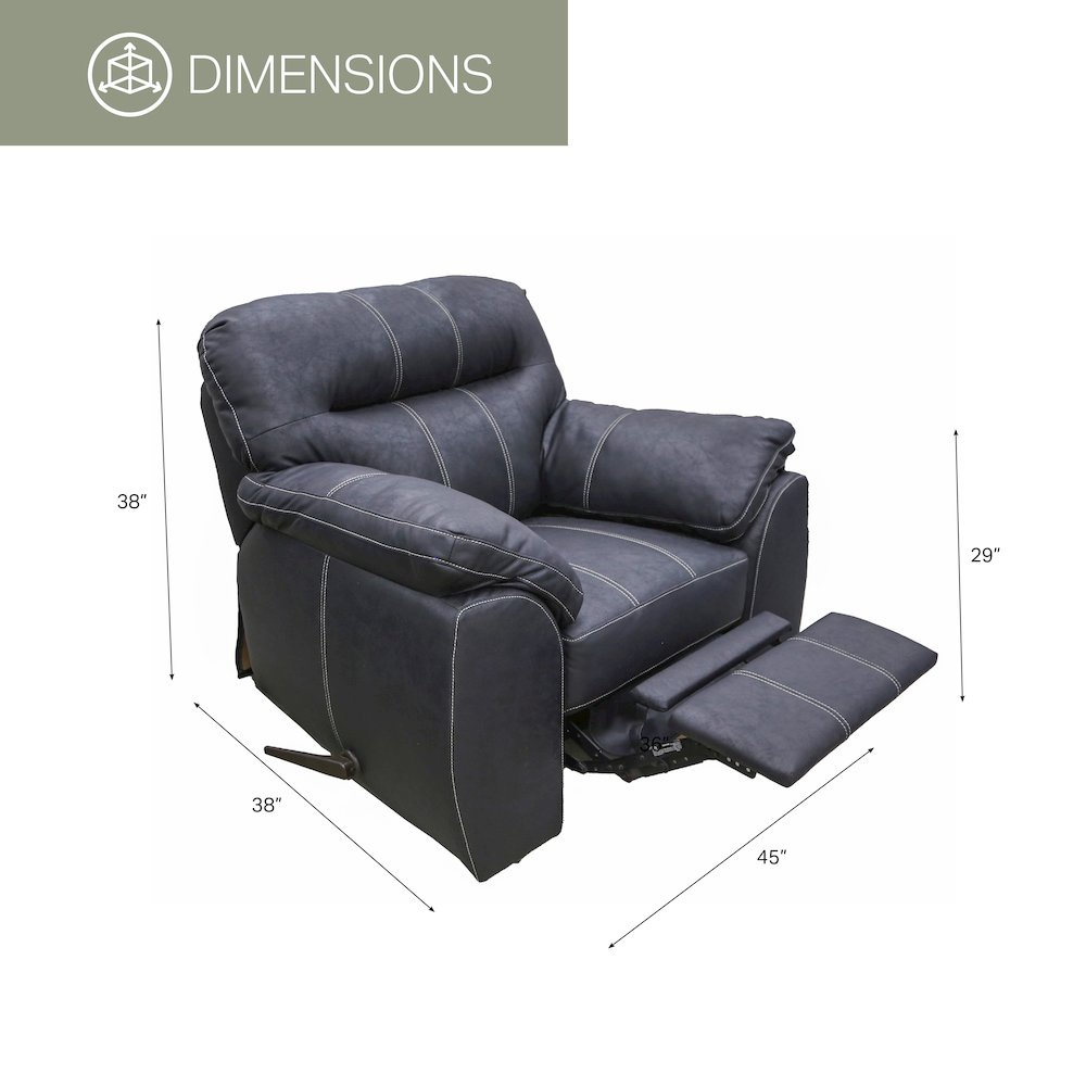 Rocker Recliner Chair in Black Faux Leather. Picture 5