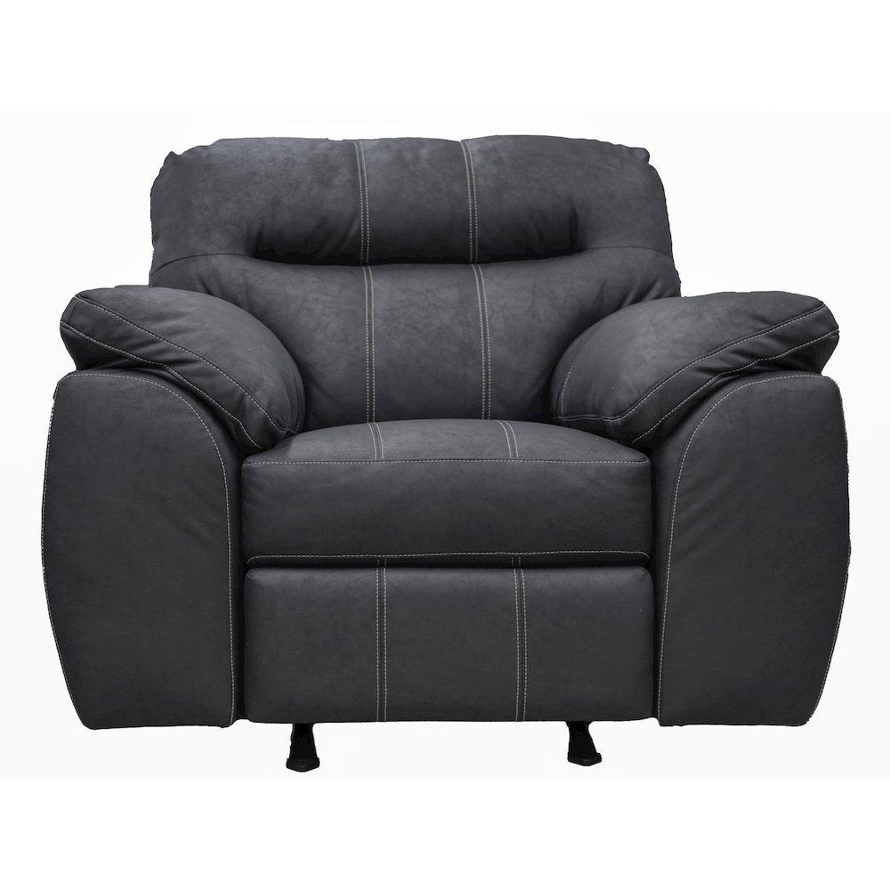 Rocker Recliner Chair in Black Faux Leather. Picture 2