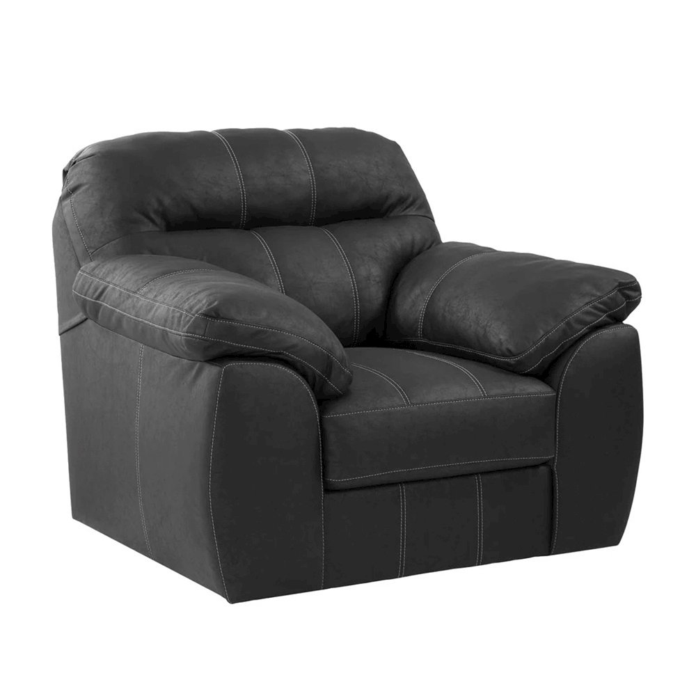Rocker Recliner Chair in Black Faux Leather. Picture 1