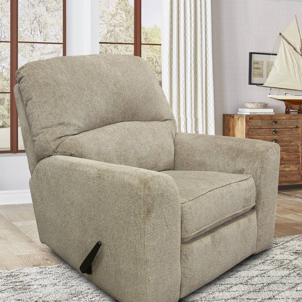 Rocker Recliner Chair in Beige Polyester. Picture 4