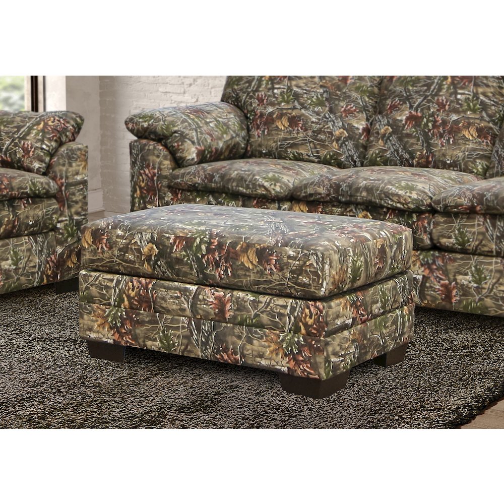 Rectangular Upholstered Ottoman in Superflauge Camo Fabric. Picture 4