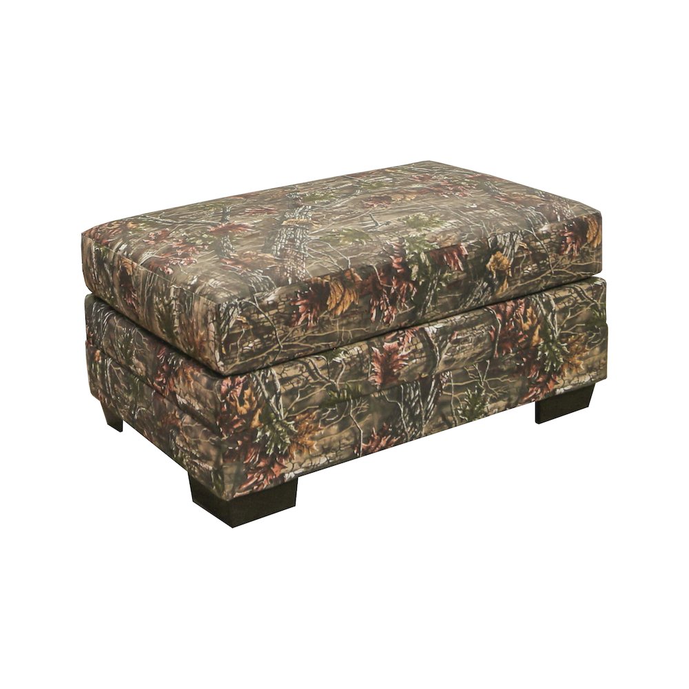 Rectangular Upholstered Ottoman in Superflauge Camo Fabric. Picture 1