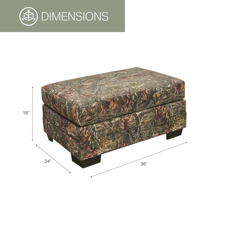 Rectangular Upholstered Ottoman in Superflauge Camo Fabric. Picture 5