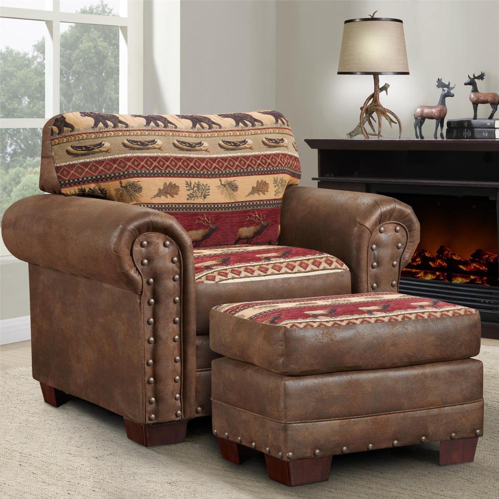 Sierra Lodge Arm Chair with Matching Ottoman. Picture 7