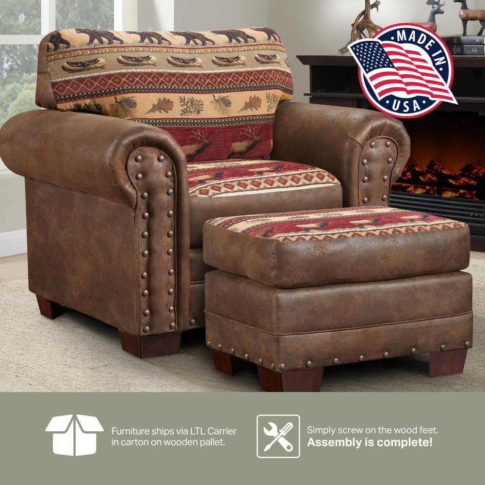 Sierra Lodge Arm Chair with Matching Ottoman. Picture 11