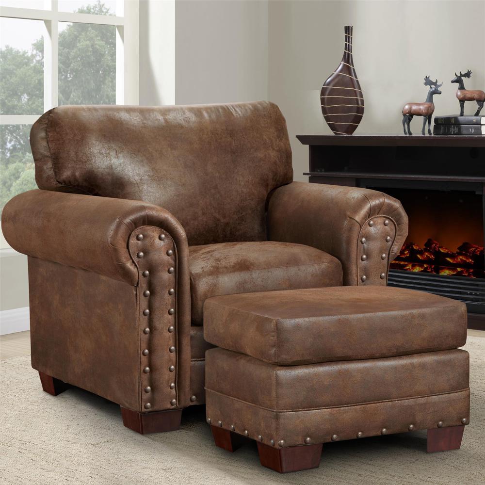 Buckskin Arm Chair with Matching Ottoman. Picture 7