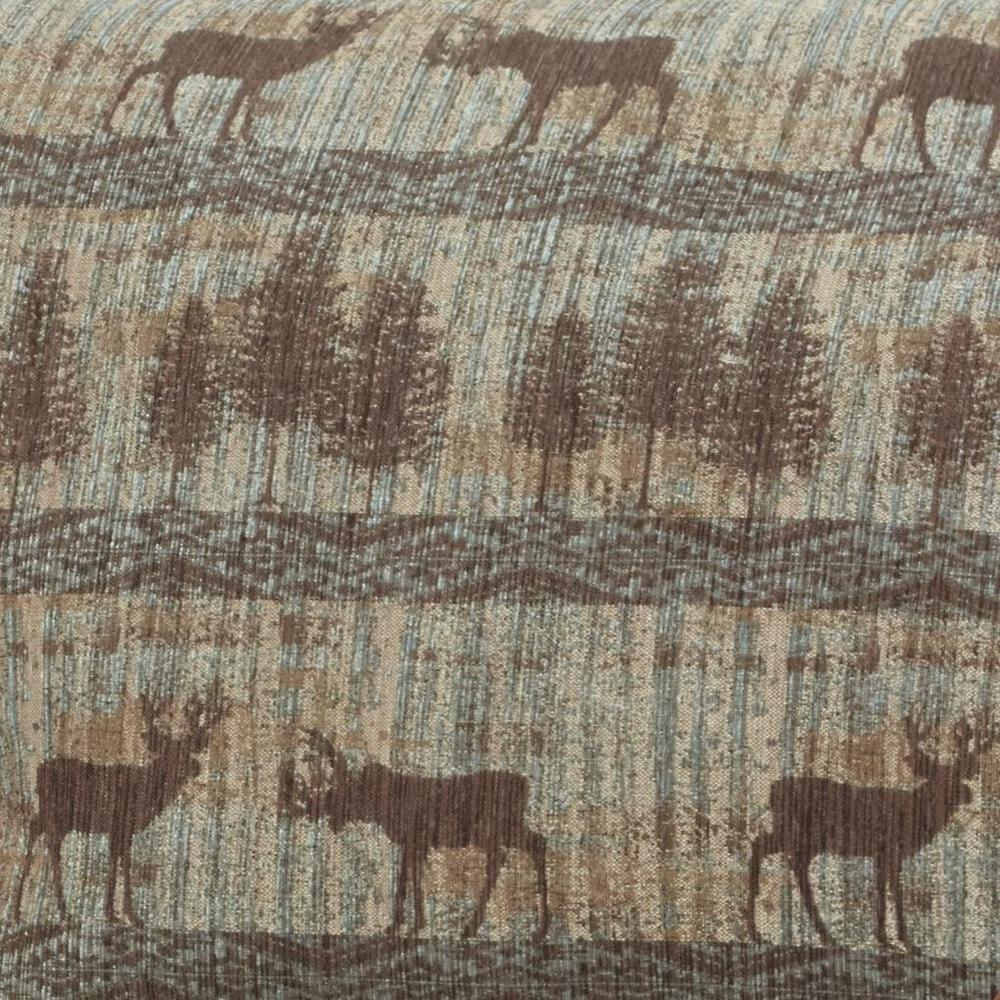 Deer Teal Tapestry Lodge Arm Chair with Matching Ottoman. Picture 7