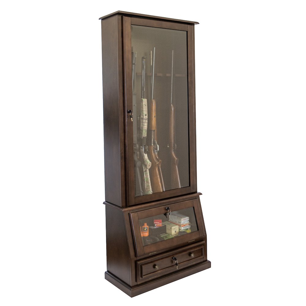 American Furniture Classics Model 858, 12 Gun Slanted Base Cabinet Espresso. Picture 1
