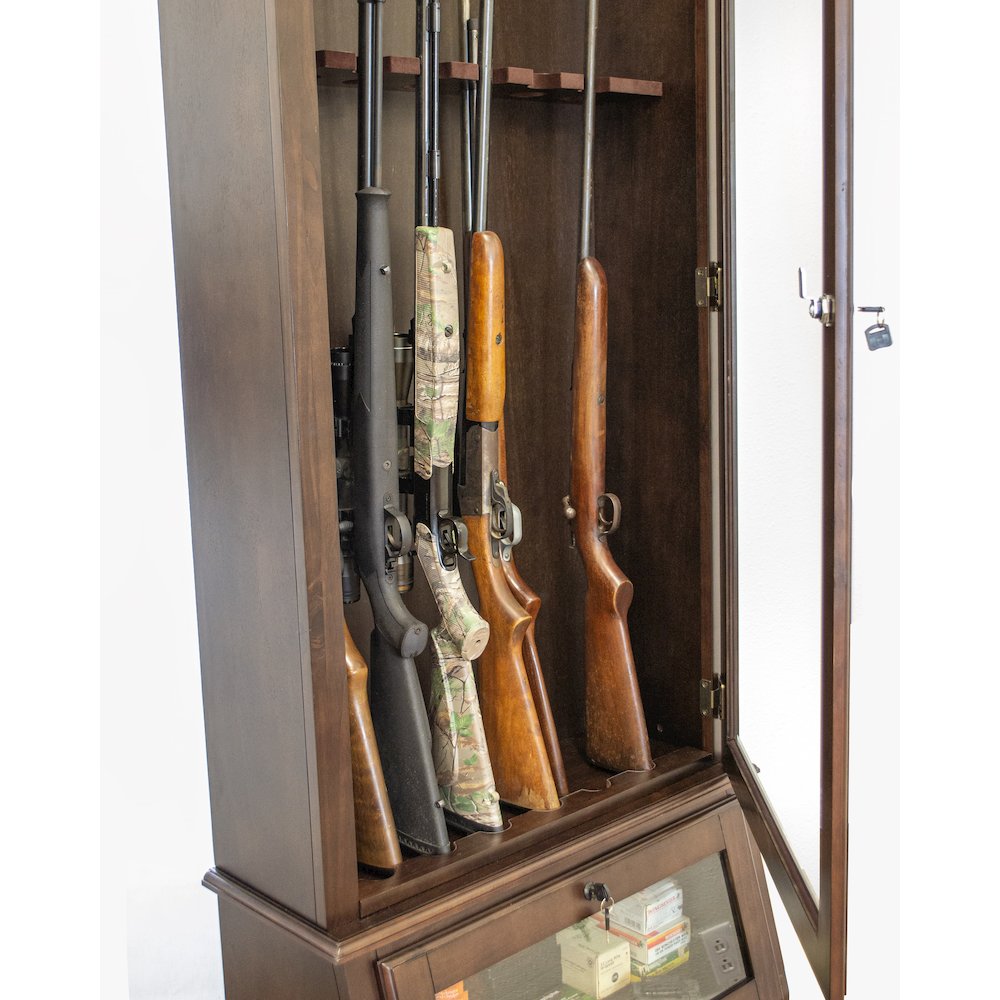 American Furniture Classics Model 858, 12 Gun Slanted Base Cabinet Espresso. Picture 10
