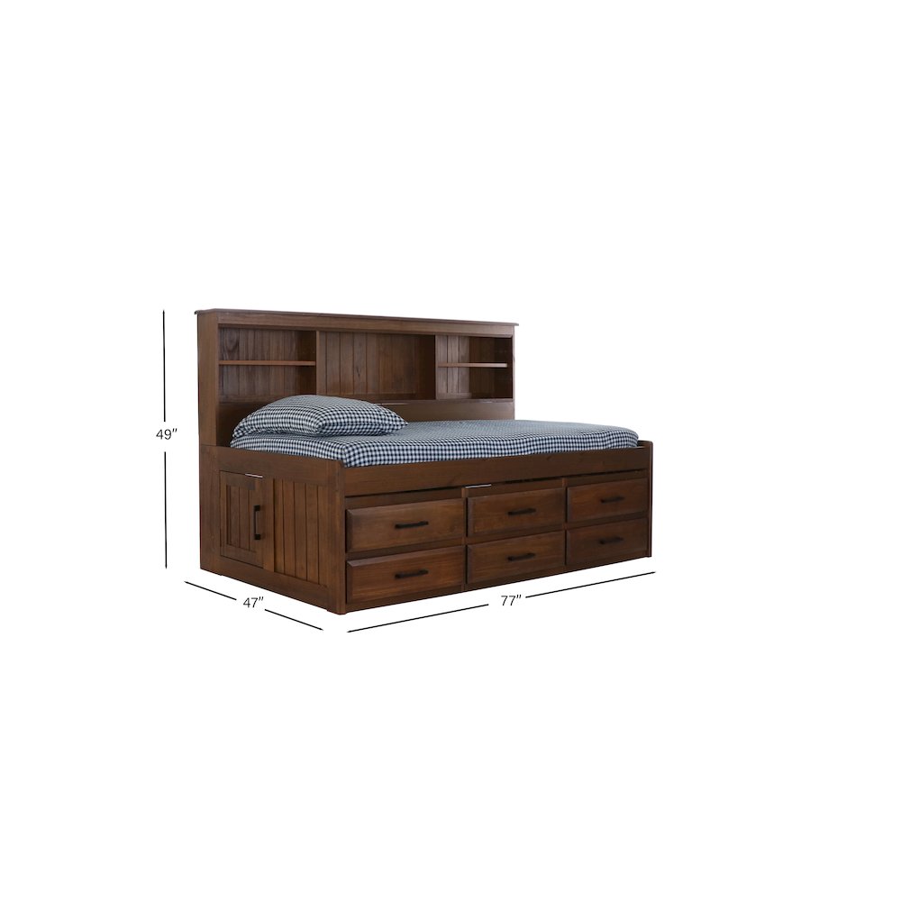 Solid Pine Twin Daybed with 6 Sturdy Drawers in Classic Walnut. Picture 3