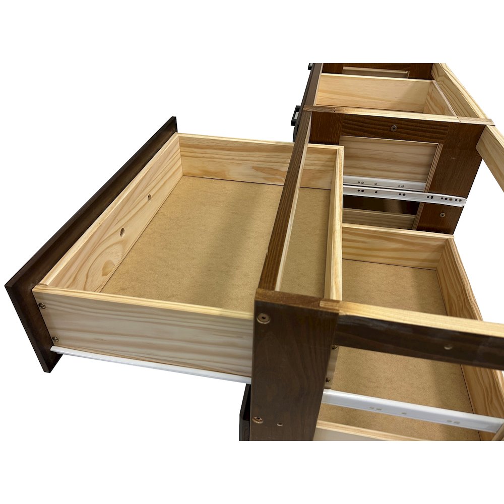 Solid Pine Twin Daybed with 6 Sturdy Drawers in Classic Walnut. Picture 5