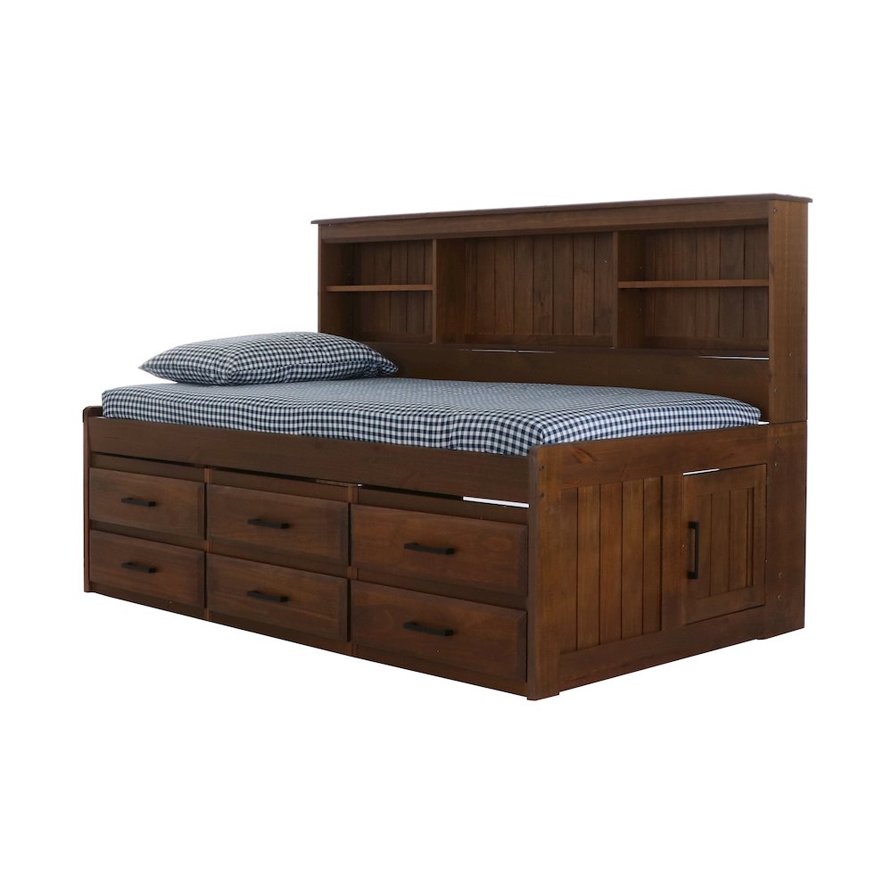Solid Pine Twin Daybed with 6 Sturdy Drawers in Classic Walnut. Picture 8