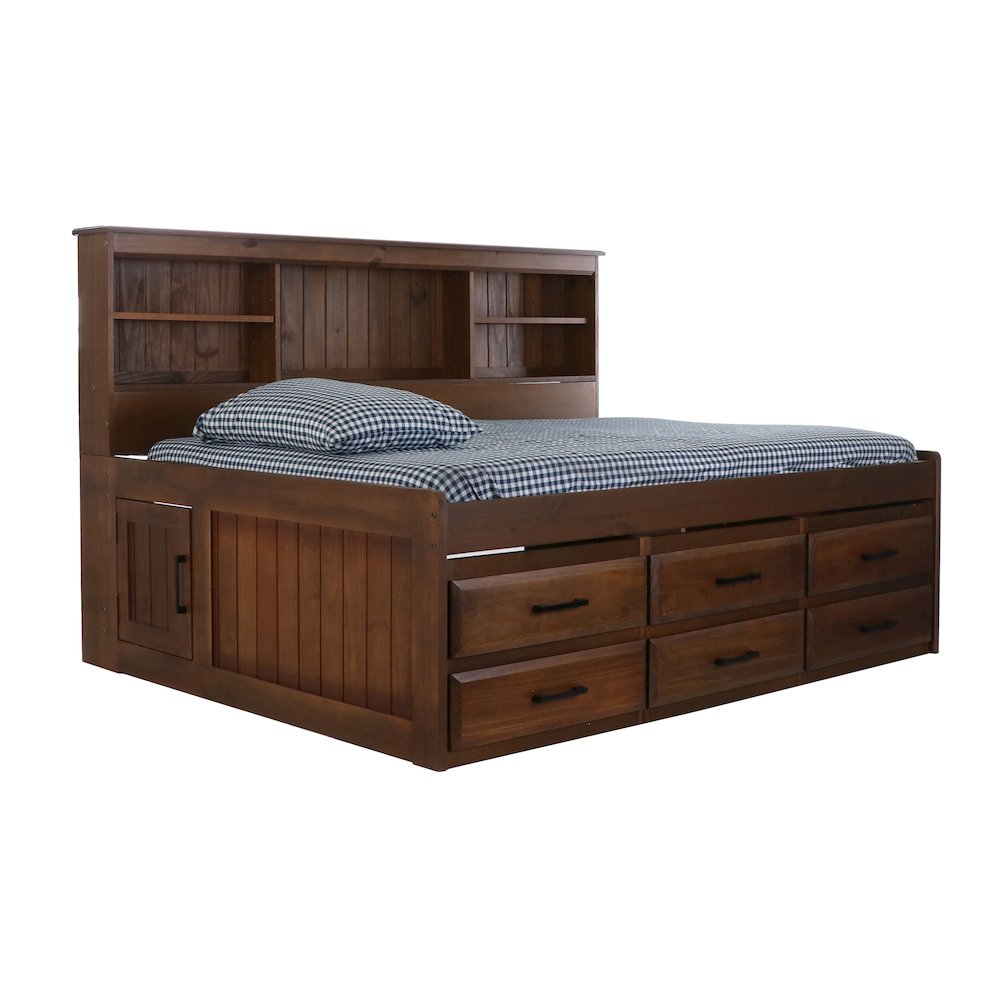 Solid Pine Full Daybed with 6 Sturdy Drawers in Classic Walnut. Picture 1