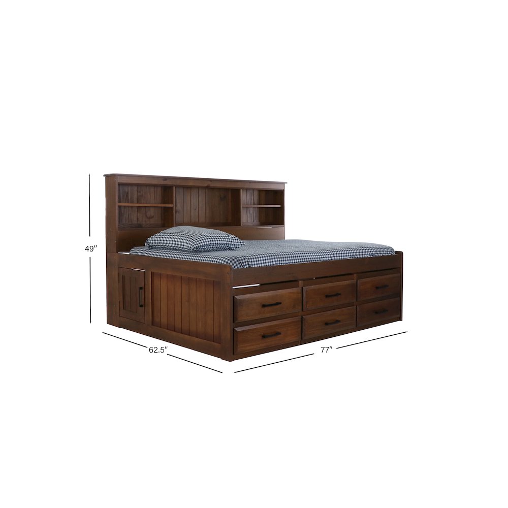 Solid Pine Full Daybed with 6 Sturdy Drawers in Classic Walnut. Picture 3