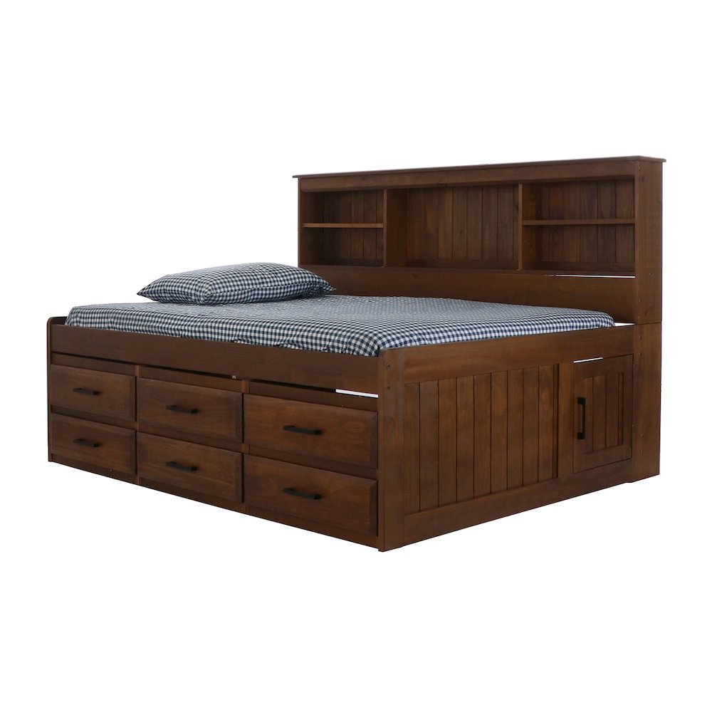Solid Pine Full Daybed with 6 Sturdy Drawers in Classic Walnut. Picture 4