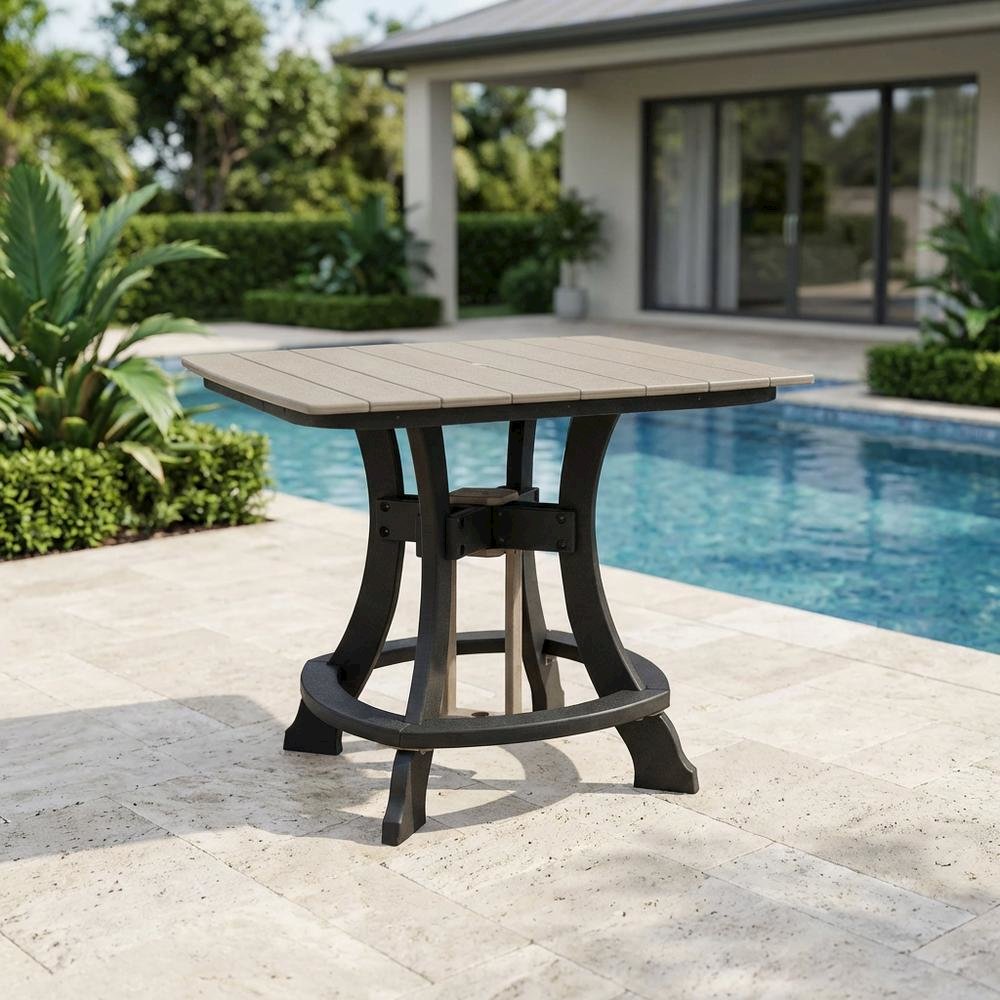 Black Base Square Outdoor Dining Table With Black Base For Patio Use. Picture 3