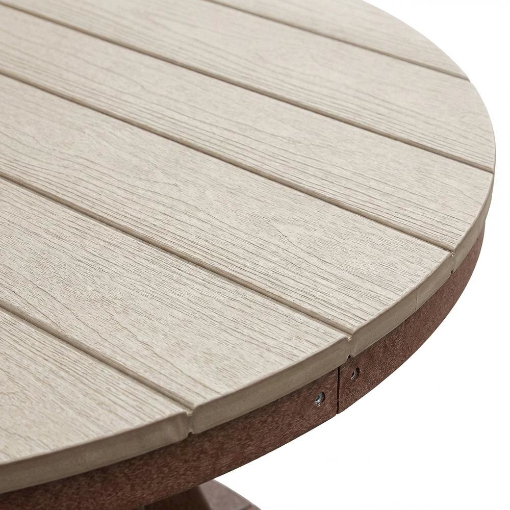 Polyethylene Outdoor Dining Table With Weatherwood Finish And Tudor Brown Base. Picture 5