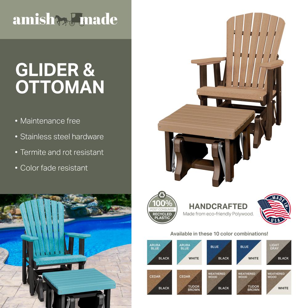 Fan Back Glider and Ottoman Glider in  Blue with a Black Base. Picture 4