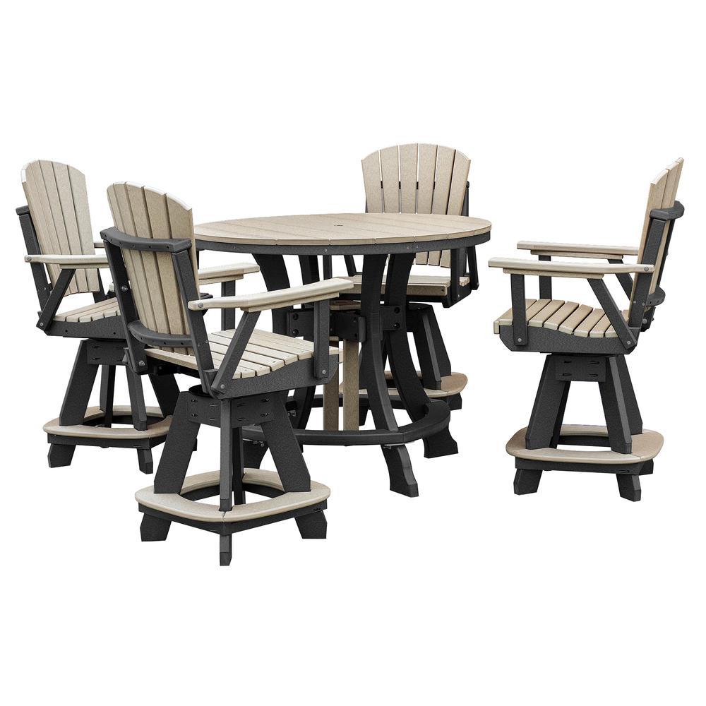 OS Home and Office Model 44R-C-WWBK Counter Height Round Table in Weatherwood with Black Base. Picture 6