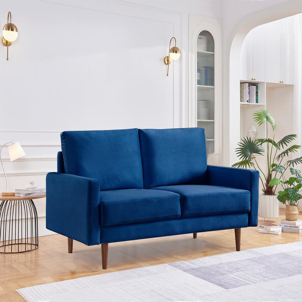 57 Inch Wide Upholstered Two Cushion Loveseat with Square Arms. Picture 14