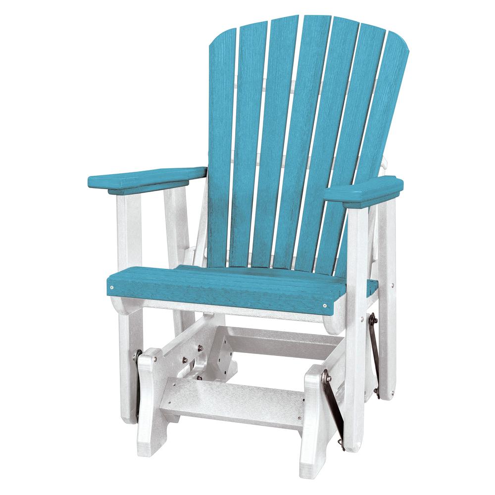 OS Home and Office Model 515ARW Fan Back Glider in Aruba Blue with a  White Base,  Made in the USA. Picture 2