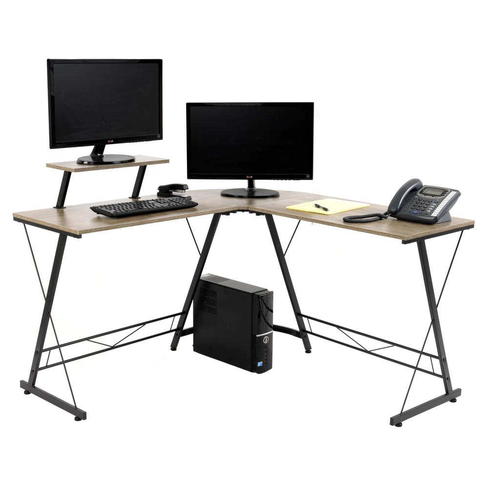 OS Home and Office Model 42249 L Workcenter in sewn oak. Picture 1