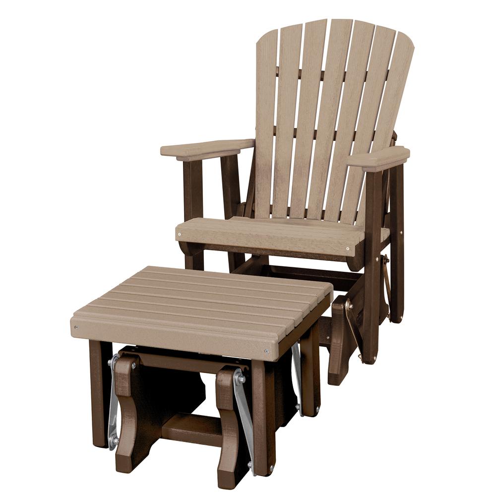 Fan Back Glider and Ottoman Glider in Weatherwood with a Tudor Brown Base. Picture 1