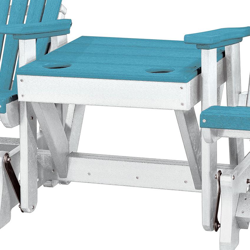 OS Home and Office Model 515ARW-K Double Glider with Center Table in Aruba Blue with a White Base, Made in the USA. Picture 5