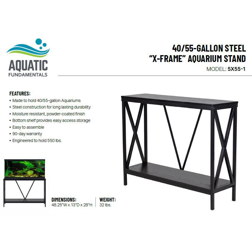 40/55 Gallon Steel X-Frame Aquarium Stand, with lower shelf, Black. Picture 6