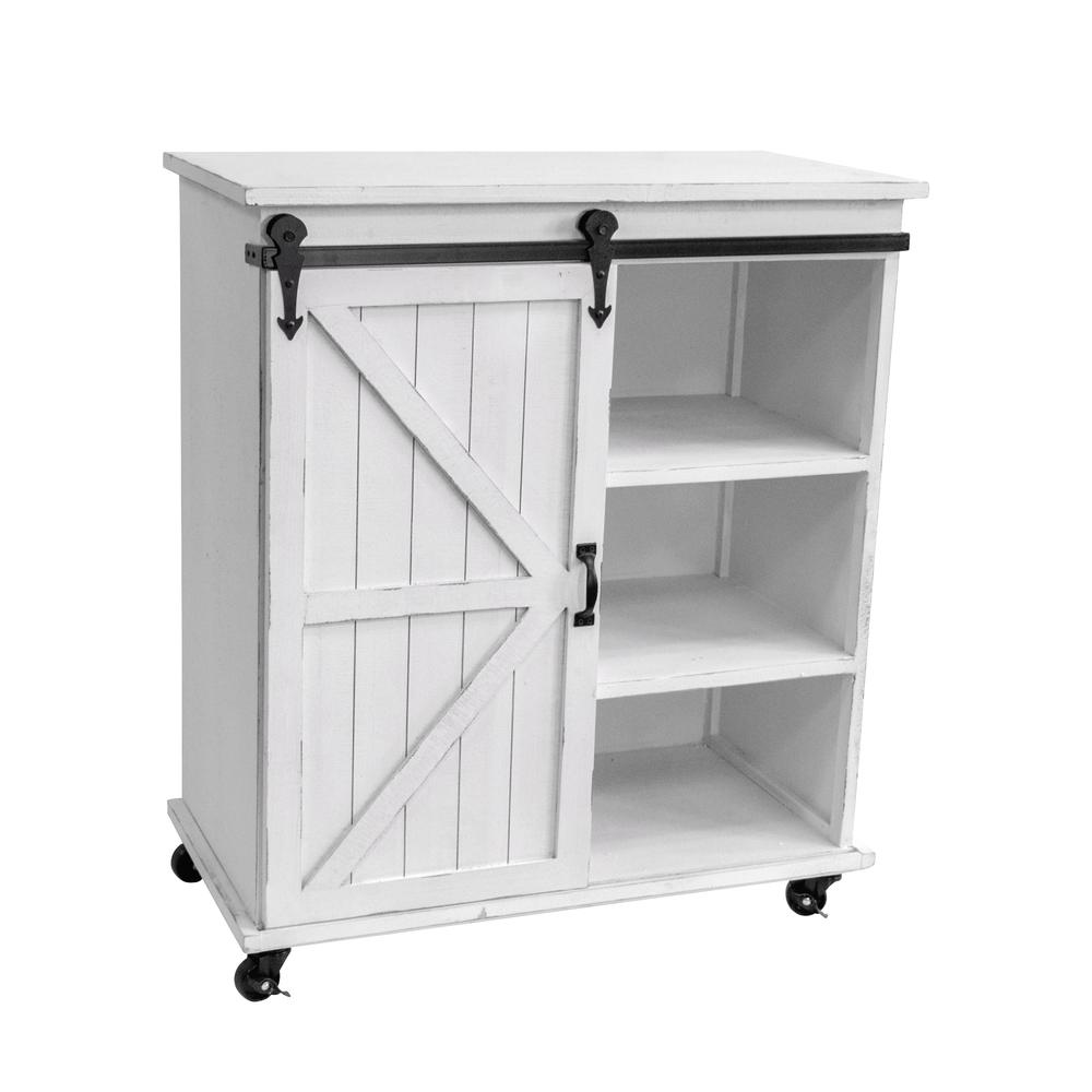 OS Home and Office Model 477001 Farm House, Weathered, Sliding Barn Door Storage Cabinet with Five Spacious Shelves. Picture 6